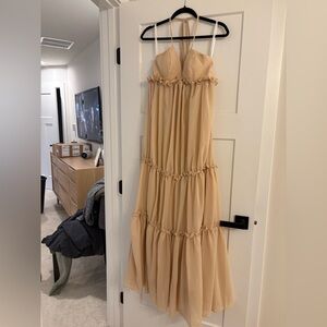 Elegant Cream Halter Maxi Dress